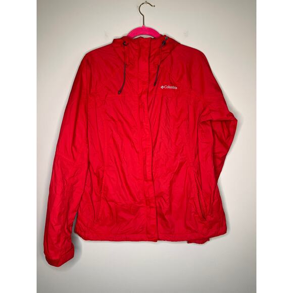 Columbia Christmas Red Gorpcore Outdoor Utility Water Repellent Rain Jacket XL - Picture 1 of 5